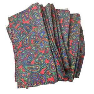 Vintage Multicolor Paisley Print Napkins 16” Square Made In Belgium Qty 12